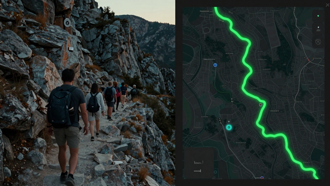 Сравнение реального маршрута в горах и его отображения на цифровой карте с треком.