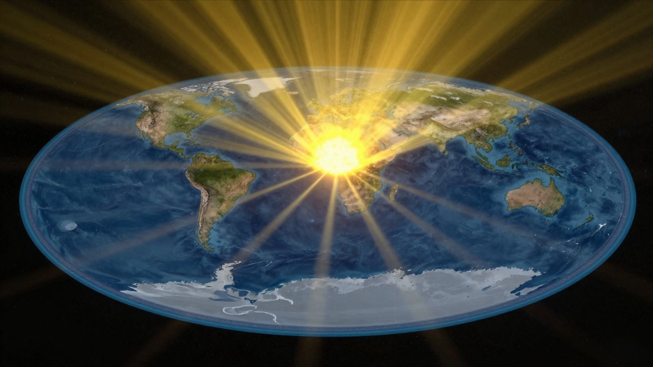 3D иллюстрация падения солнечных лучей на Землю