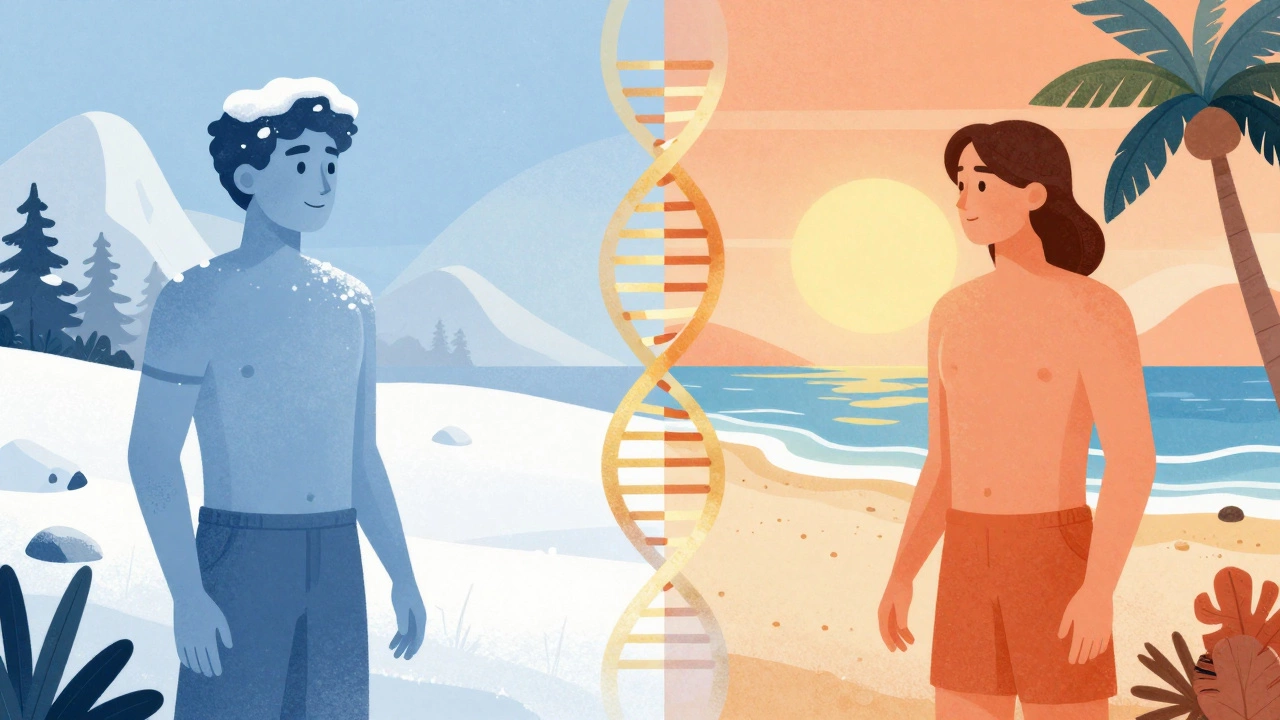 Иллюстрация влияния климата и географии на внешность населения регионов