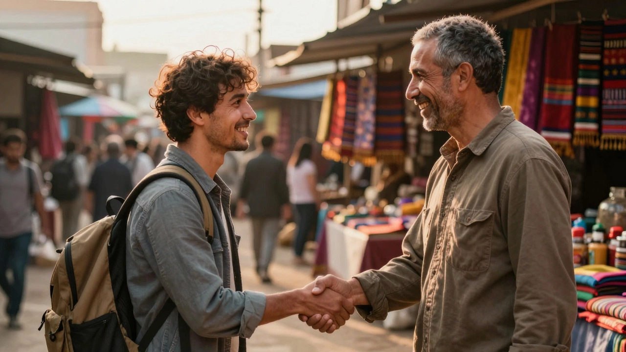 Уважительное общение туриста с местными жителями во время путешествия